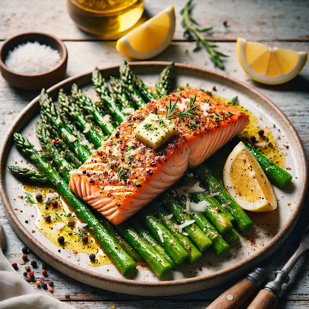 Garlic Butter Salmon with Asparagus
