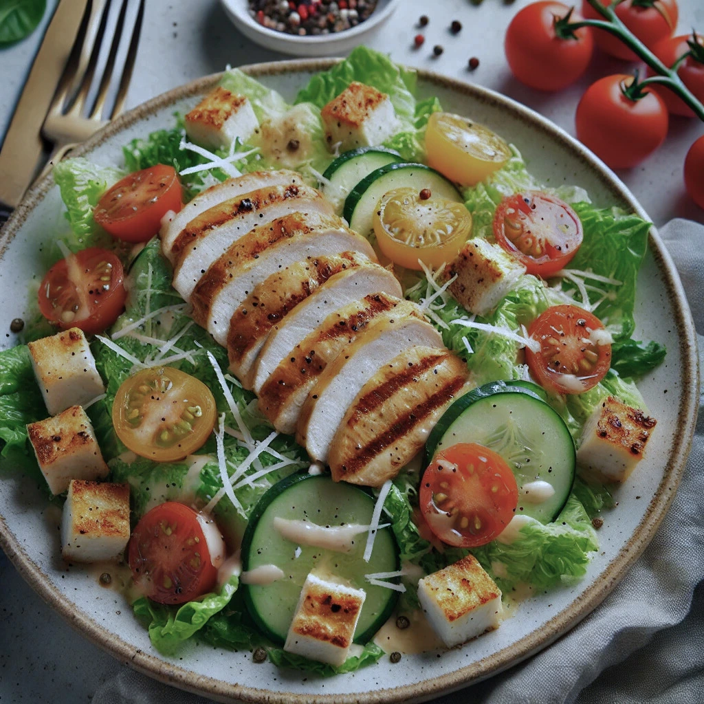 "Zesty Caesar Chicken Salad With Tofu" 1 Caesar Chicken